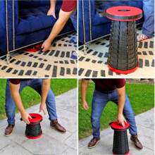Klapphocker tragbarer teleskopischer Sitz für Outdoor, Camping, Angeln, Wandern, Reisen, verstellbarer gelber faltbarer Stuhl