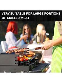 12pcs Stainless Steel Barbecue Skewers, Multi-Functional Metal BBQ Skewers With Wooden Handles, Reusable Skewers For Outdoor Cooking, Grilling Chicken, Meat, Vegetables