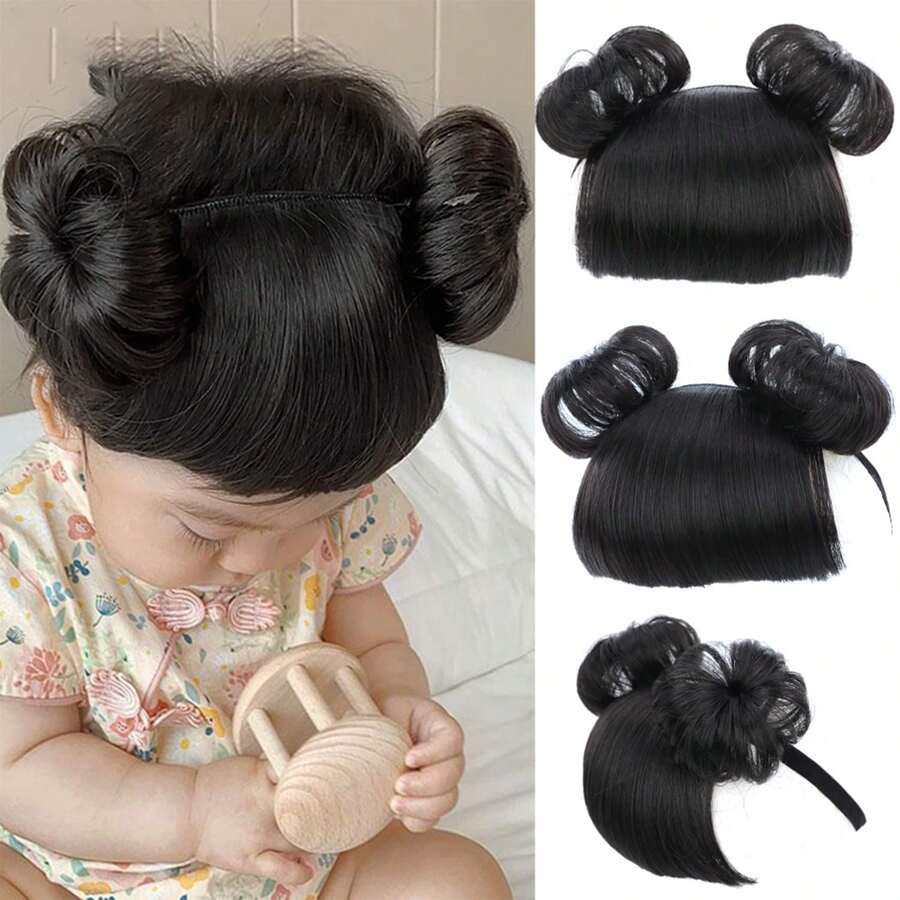 1 PC Of Children's Wig Braided Bangs Children's Fake Bangs Headband Cute Children's Wig