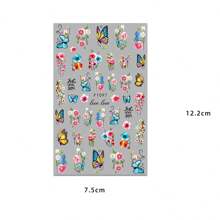 3 Pieces Of Spring And Summer Rose And Butterfly Flower Clusters Nail Stickers Disposable Self-Adhesive Back Adhesive Nail Stickers For Women DIY Art Decoration Accessories