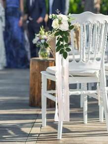 1 Set (2 Pieces) Wedding Aisle Decoration, Artificial Rose Chair Back Pollen Red, For Wedding Ceremony Church Chair Decoration, Outdoor Party Decoration With Artificial Flower Eucalyptus And Ribbon, Wedding Aisle Decoration, Wedding Seat Decoration, Party Decoration Birthday Decorations Party Decorations Bachelorette Summer Gifts Beach Back To School School Supplies Room Decor - Multicolor - View 6