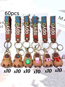 1 pieza Lindo llavero de peluche de Capibara, colgante para mochila, llavero, regalo, recuerdo, accesorios para la escuela o el auto, estilo gótico y Y2K