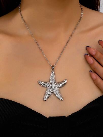 1 pieza Collar con colgante de estrella de mar de estilo europeo y americano de moda