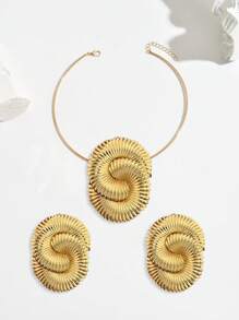 3pcs Set Geometric Metal Style Creative European & American Exaggerated Personalized Party Fashion Jewelry Set - Multicolor - View 2