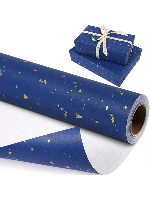 1roll-Matte Metal Wrapping Paper, Deep Blue Wedding Wrapping Paper, Halloween Solid-Color Paper, Gift Wrapping Paper, Perfectly Suitable For Weddings, Valentine's Day, Birthdays, Christmas, DIY Bouquets, Metal-Textured Christmas Gift Wrapping Paper, DIY Christmas Element Decorative Paper For Accessories, Solid-Color Patterns, Matte Wrapping Paper, Halloween, Thanksgiving Decorations, Autumn, Winter
