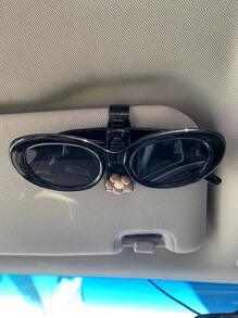 1pc Cute Floral Car Visor Clip, Multi-Functional Sunglasses Holder, Sun Visor Organizer, Card Clamp