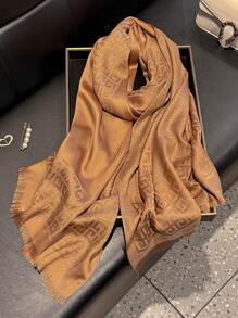 1pc Women Simple Geometric Print Shiny Scarf, Elegant Shawl/Hijab/Head Wrap For All Season Sun Protection