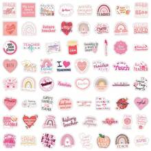 64Pcs Pink Stickers Vinyl Aesthetics Stickers, Decals, Scrapbooking, Diary, Bumper, Skateboard, Water Bottle, Cartoon, Hard Hat, Car Stickers