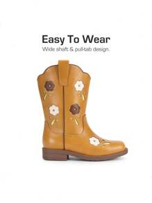 Girls'Cowgirl Boots – Mid-Calf Western Riding Boots For Toddlers, Little Kids & Big Kids - 駝色 - 查看 8