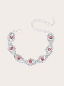 Bộ 4 vòng cổ đính đá Rhinestone màu đỏ, phù hợp với túi xách váy dạ hội bằng kim loại đính đá Rhinestone của phụ nữ, bộ vòng cổ, vòng tay, hoa tai cưới của cô dâu, phù hợp cho các bữa tiệc, đám cưới, khiêu vũ, bữa tối/bộ trang sức tiệc, quà tặng ngày lễ - Đỏ - Xem 15