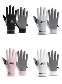1 Pair Breathable Ice Silk Full Finger Gloves, Summer Thin Unisex Sports, Cycling, Running, Driving Touchscreen Gloves