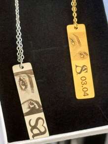 Gepersonaliseerde aangepaste oogfotoketting, lasergegraveerde roestvrijstalen hanger, damesketting, jubileumcadeau