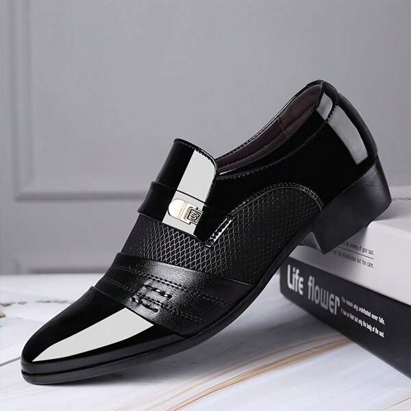 Men's Fashionable Formal Shoes, Slip-On Slouchy Shoes For All Seasons, Simple Round Toe, Low-Top Design, Solid Color, Striped, And Plaid Patterns, Business Style, Rubber Outsole, Super Soft Fiber Insole, Synthetic Lining, Suitable For Parties, Weddings, And Events, As Well As Teen Summer Casual, Outdoor Athletic, Vacation Travel, Graduation Gifts, Or Birthday Dress Accessories
