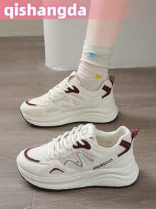 qishangda [Qishangda] Zapatillas deportivas gruesas y ligeras para mujer para uso diario, zapatillas deportivas blancas con suela gruesa, nuevos zapatos de plataforma de moda versátiles para primavera/otoño 2025, zapatillas deportivas casuales y ligeras que aumentan la altura para mujeres FD52484931