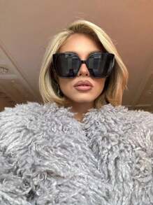 1副猫眼超大款复古时尚女式眼镜，轻盈奢华镜框，适合夏季海滩度假、户外活动和旅行。 - 彩色 - 查看 9