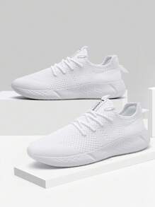 Women's Trainers Fashionable Sneakers Mesh Comfortable Sports Shoes Lightweight And Breathable Casual Sneakers Outdoor Casual Walking Shoes Road Running Shoes White