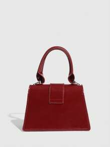 1pc Girl's Solid Color PU Leather Mini Square Shoulder Bag, Metal Chain Strap Crossbody Purse, Casual Handbag Suitable For Girls, Students, School, And Daily Outings