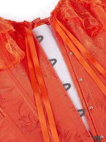 女士万圣节鱼骨塑身衣蕾丝花边紧身胸衣短款上衣，腰部收紧新年派对情人节假期上衣，束腹上衣，毕业典礼，奶油黄，万圣节服装