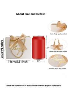 6 包 - 带手柄的感谢礼品袋 5.9 X 5.3 英寸小礼品袋，带蝴蝶结丝带派对礼品袋，纸质礼品袋，散装，适用于婴儿洗礼、婚礼、派对回礼、生日、 - 白色 - 查看 7