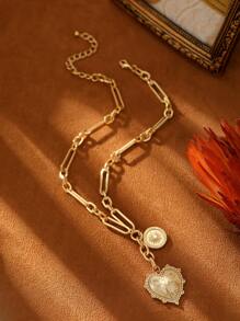 1pc Mother's Day Love You Heart Letter Pendant Necklace For Ladies, Fashion High-End Gift Suitable For Holiday, Birthday, Banquet, Wedding, Or Daily Wear