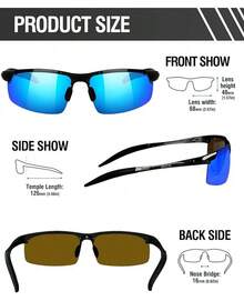 DUCO Mens Sports Polarized  UV Protection  For Men 8177s - Black Frame Revo Blue Lens - View 4