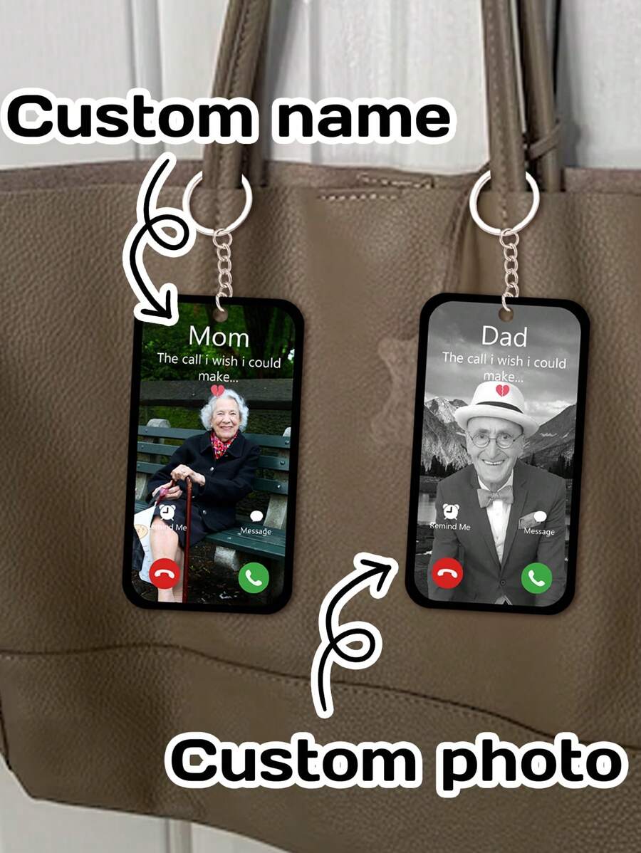 Custom Memorial Photo Keychain, Personalized Name Keychain, Customized Acrylic Keychain, Customizable Sympathy Gift, Father's Day, Mother's Day Gift - Multicolor - View 1