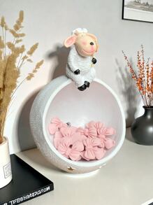 1pc Cute Resin Sheep Tray Desktop Decoration, Suitable For Office Desktop, Home And Holiday Decoration(Excluding Details Of Shooting Props, Please Refer To The Size Chart For Specific Physical Items)