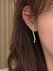 Fully Embellished Wavy 925 Sterling Silver Cubic Zirconia Earrings, Luxury Lightweight Zirconia Earrings For Unique Occasions, Festival Gift
