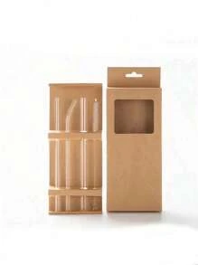 1pc 550ml Or 400ml Clear Straw Bottle, Modern Glass Coffee Cup For Home, Office - Clear - View 8