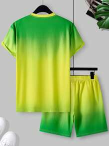 New Tropical Ombre Printed Casual T-Shirt And Shorts Set
