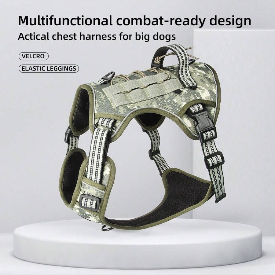 Multi-Functional Tactical Dog Vest Harness For Outdoor Medium/Large Dogs, Explosion-Proof Training Lead