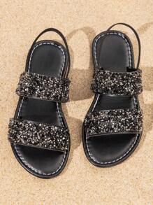 Nuevas sandalias de moda para niños en verano, diseño con lentejuelas, adecuadas para usar en la playa, antideslizantes y versátiles