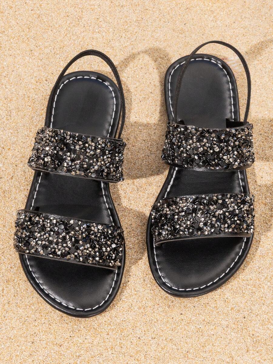 Nuevas sandalias de moda para niños en verano, diseño con lentejuelas, adecuadas para usar en la playa, antideslizantes y versátiles