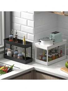 Crockery Cabinet & Kitchen Storage, Storage Racks - Black - View 6