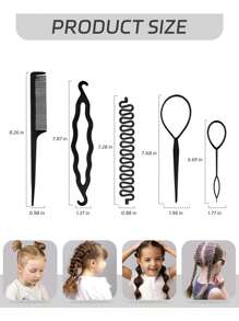 1000pcs Hair Tie Set - Small Elastic Rubber Bands, Topsy Tail Hair Tool, Girls Hair Accessories - Black - View 5