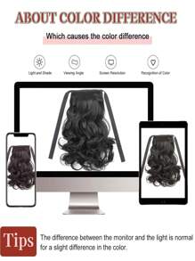 Pinzas para cola de caballo con lazo, peluca artificial y peine para cabello ondulado para el Día de San Valentín, extensiones de cabello rizado para niños