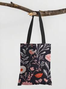 1 Stück Blumen Muster Handtasche, Schultertasche mit großer Kapazität, Damen Lässig Tragetasche, Segeltuch Tasche für Arbeit, Schule, Einkaufen