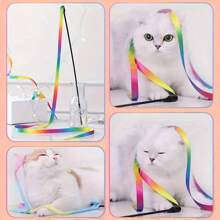 Interactive Cat Rainbow Wand Toys, Interactive Cat Teaser Wand String, Colorful Ribbon Charmer For Most Cats And Kittens - Multicolor - View 8