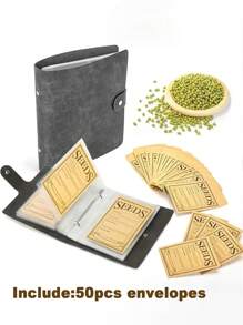 1set Seed Organizer Binder With 50pcs Seed Storage Envelopes - 1 Set Garden Seeds Storage Organizers, Self-Sealing Seed Envelopes, Seed Packet Organizer, Seed Saver, Waterproof And Mold-Proof Seed Packaging Box ﻿