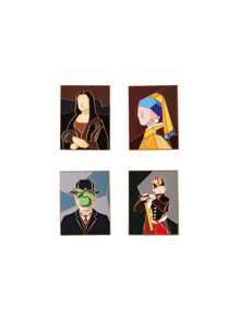 4pcs Vintage World Famous Painting Abstract Artist Oil Painting Brooch Pins, Accessory For Bags And Backpacks Dress Accessories Pin For Clothes Bag Charm Backpack For School Office Accessories Shirts Jacket Jewelry Christmas Halloween Clothes Pin Funny Cute Teacher Gifts Costume Accessories Bag Charms