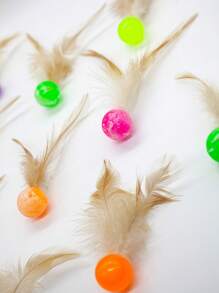 Interactive Cat Feather Ball Toys - 2025 New Elastic Bouncy Balls For Indoor Cats, Kitten Rolling Exercise Toys With Silicone Feathers, Fun Cat Toy For Play & Exercise - Multicolor - View 10