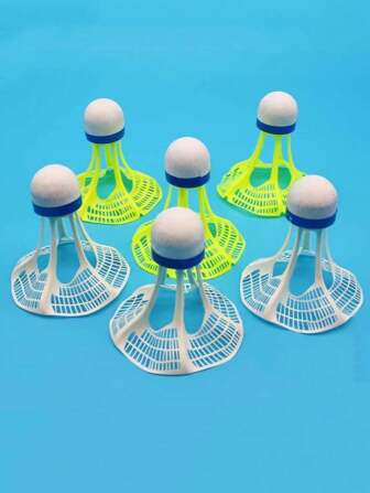 3 piezas Volantes de bádminton de nailon a prueba de viento, pelotas de entrenamiento de plástico, duraderas para práctica de bádminton interior/exterior