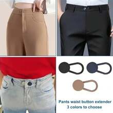 6/12pcs Universal Waist Belt Extender, Seamless Detachable Jeans Button Extender, Adjustable Elastic Waist Belt Buckle, Casual Streetwear Style, Plastic Material, Suitable For Commuting, College Life, Outdoor Activities