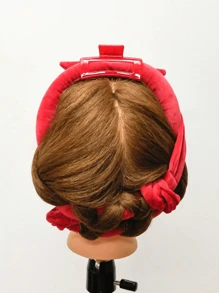 4pcs Bow Headband & No-Heat Curling Wand Set, Suitable For Home Styling DIY - Multicolor - View 3