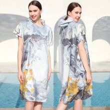 Toalha de Praia Multifuncional de Secagem Rápida e Livre de Areia, Poncho de Surf com Capuz Compacto para Adultos Homens e Mulheres, Roupa de Mergulho com Mangas Ajustáveis para Surf, Natação, Banho, Casamento, Decoração de Casa e Banheiro, Volta às Aulas