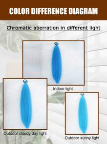 1-2pcs 26 Inch Light Blue DIY Braiding Hair Extensions | Women Synthetic Yaki Straight Heat Resistant Fluffy Ponytail | Suitable For Halloween, Christmas, Holiday Parties - Blue - View 6