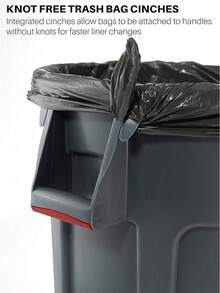 Rubbermaid Commercial Products BRUTE Heavy-Duty Round Trash Can With Venting Channels, 20-Gallon, Black, Waste Container For Landscapers/Construction Sites/Restaurants/Offices/Warehouses/Home/Driveway - 白色 - 查看 3