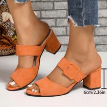 Scarpe casual da donna con tacco alto. Ciabatte scivolabili da interno/esterno con tacco spesso regolabile. Sandali da interno/esterno