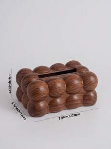 1个木纹清洁棉签/纸巾盒，创意多功能收纳盒，适用于客厅，带遥控器 - 彩色 - 查看 2