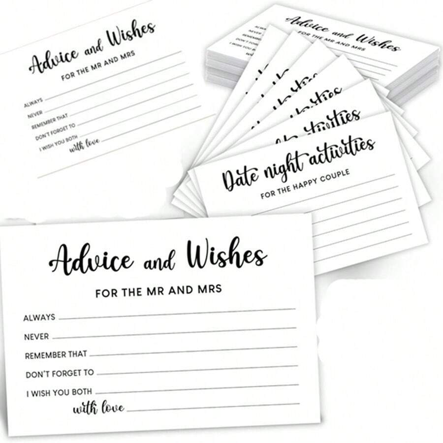 20Pcs Bridal Shower Games Who Knows The Bride Best What Did The Groom Say He Said She Said Advice And Wishes For Mr And Mrs Cards, Date Night Wedding Games For Guests Wedding Shower Decor Fun Activities For Weddings, Bridal Showers And Bachelorette Parties - Advice and Wishes - View 1